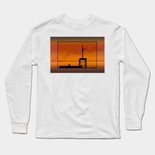 Sing a Song of Praise Ravens on Church Roof Silhouette Long Sleeve T-Shirt